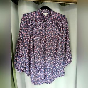 Lauren Conrad long sleeve Blouse XL Ruffle Style Roses